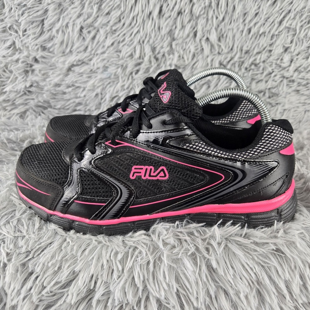 Fila Womens 11 Black Pink Composite Toe Memory Foam Work Sneakers 5SR21264-973 - Picture 6 of 9